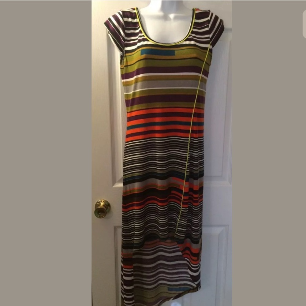 New ESLEY Dress Striped High Low Hem